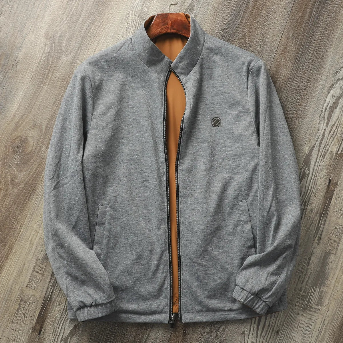 Men's stand collar casual jacket in polyester-cotton blend fabric available in multiple colours and sizes