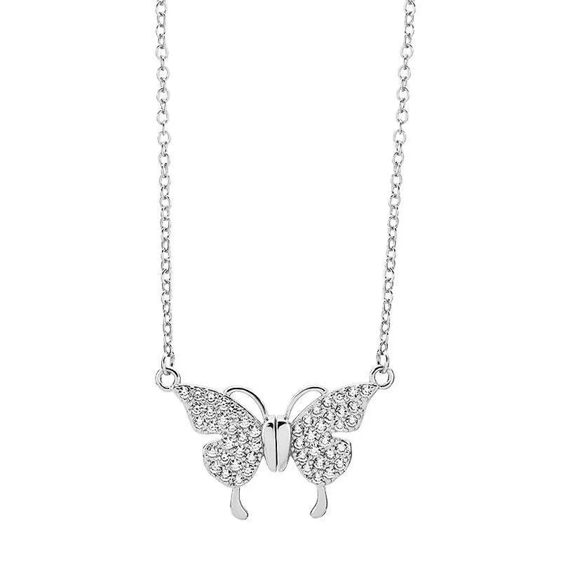 Gold titanium steel clavicle necklace with magnetic butterfly clasp and twisted chain