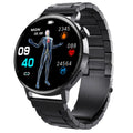 F67S third generation blood glucose smart watch with red light blood oxygen sensor on black brown leather strap