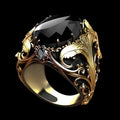 Men's geometric imitation ink color gem ornament wide face ring in silver alloy electroplated finish