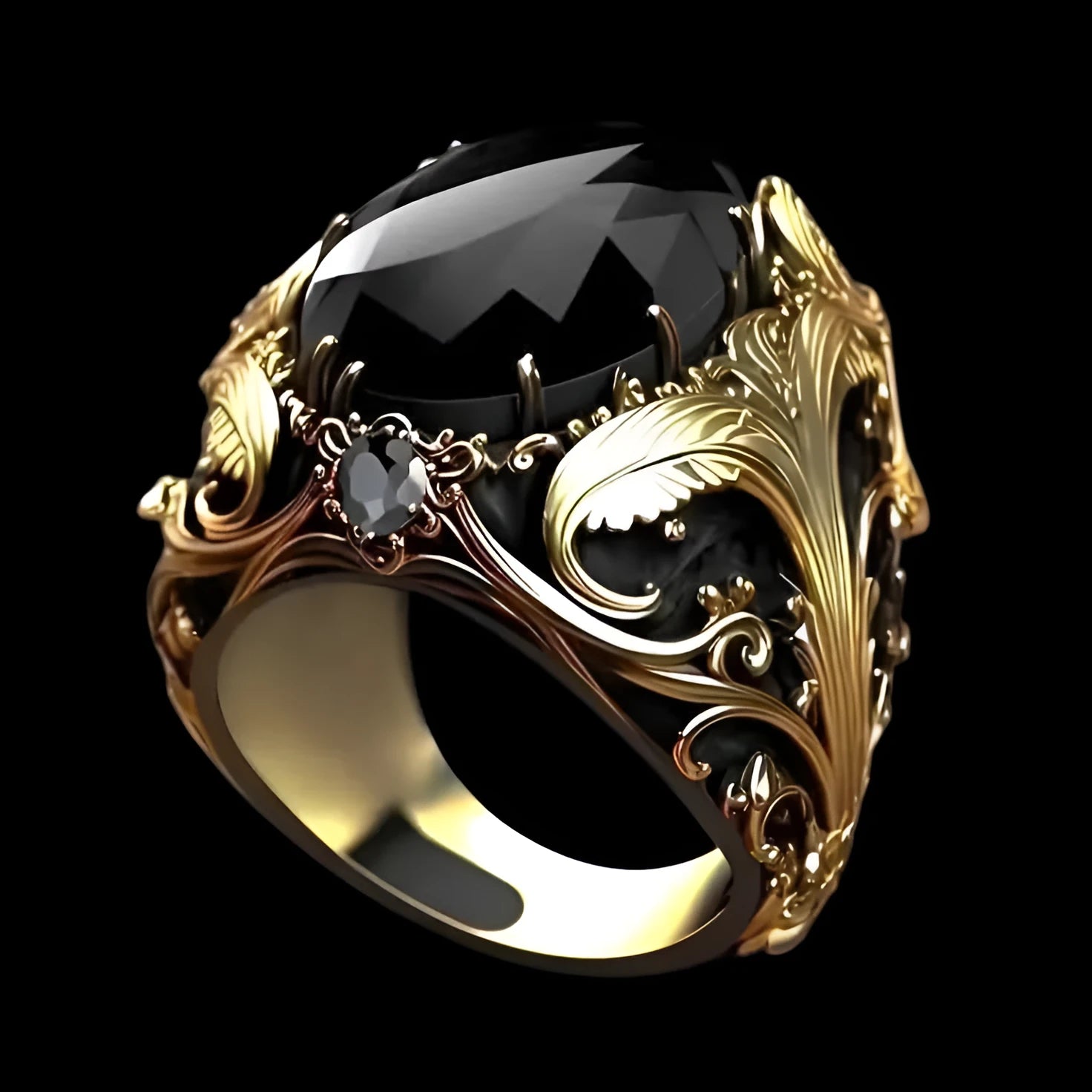 Men's geometric imitation ink color gem ornament wide face ring in silver alloy electroplated finish