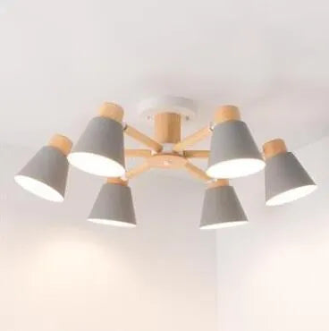 Nordic ironwood macaron ceiling lamp cluster in chosen colour and head count