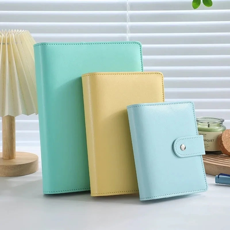 PU leather A5 zipper bag for loose-leaf binders in solid colour options