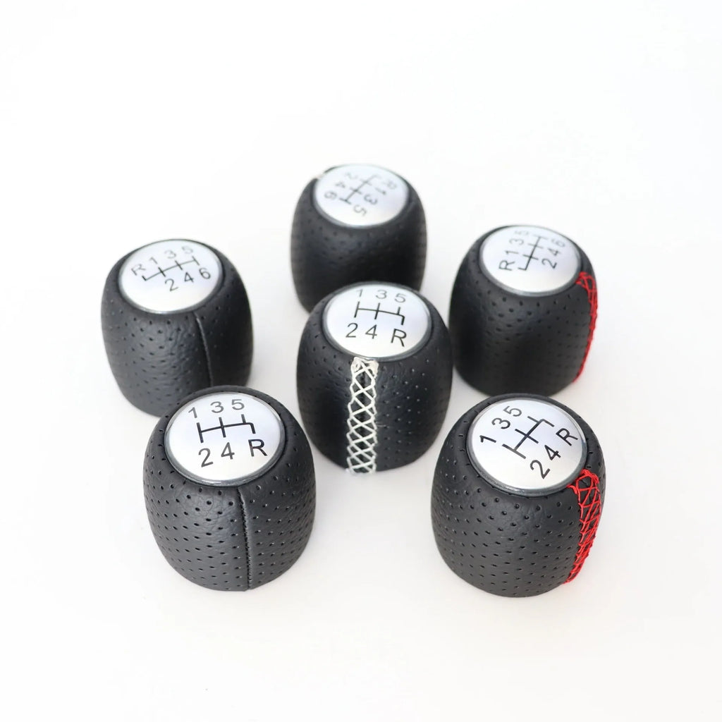 Sewn wrapped perforated style shift handball gear for Alpha vehicle PU material black line