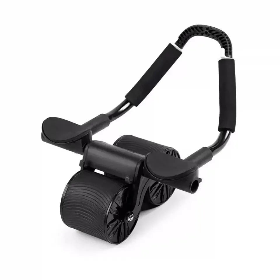 Automatic rebound abdominal exercise wheel with lock edge red and black yoga mat for home workouts