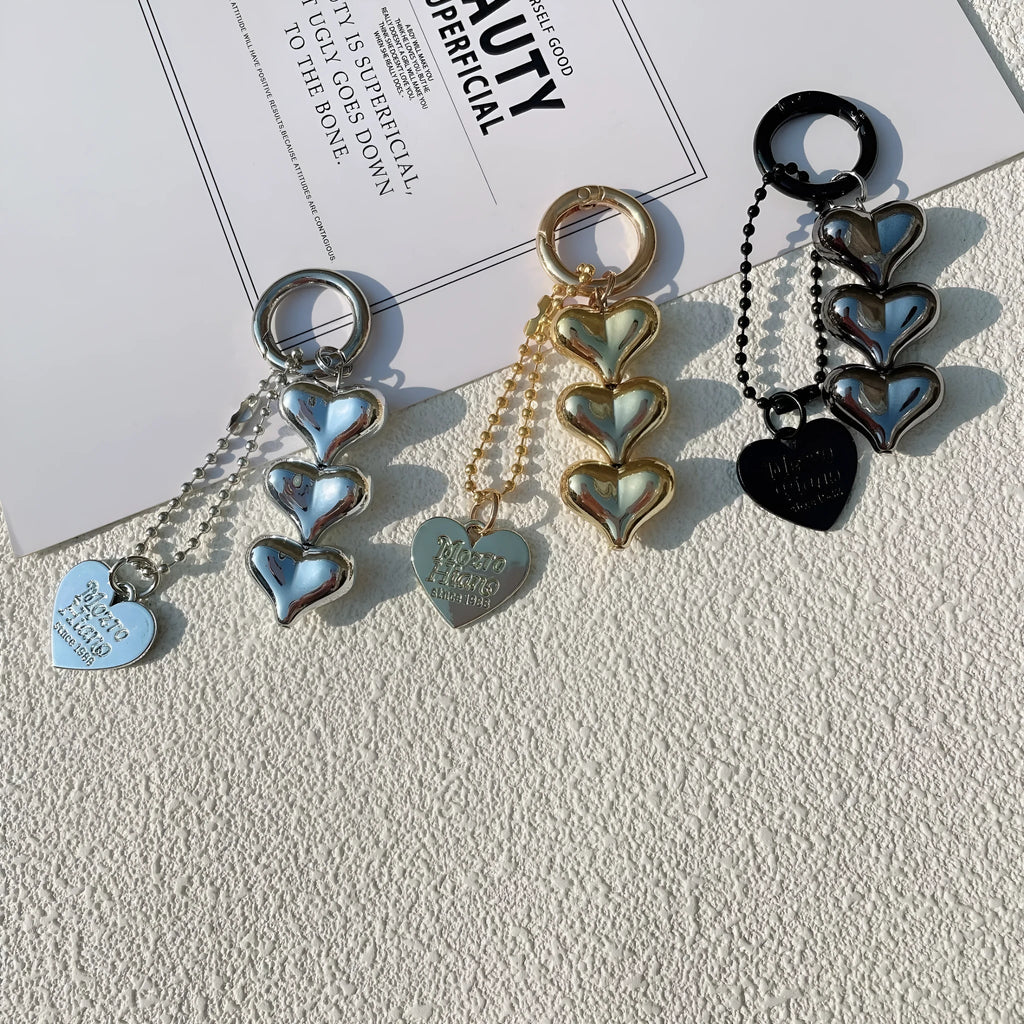 Acrylic love heart key ring with electroplated finish in black colour option