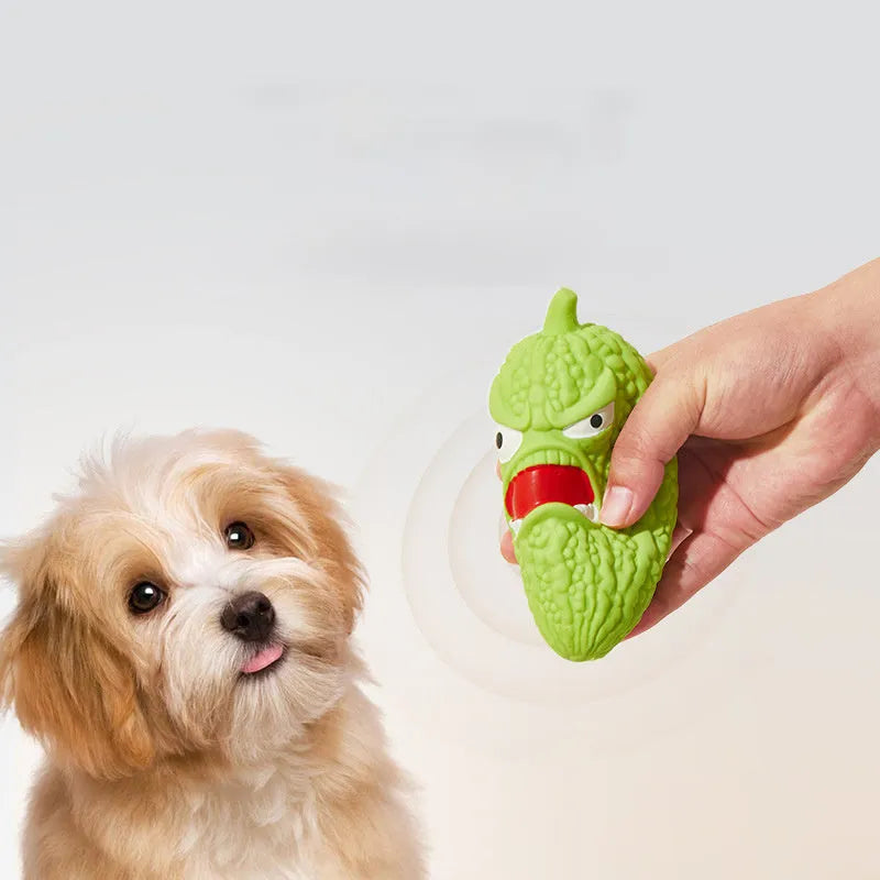 Bitter melon and chilli shaped dog toys with sound for chewing, tooth cleaning and boredom relief
