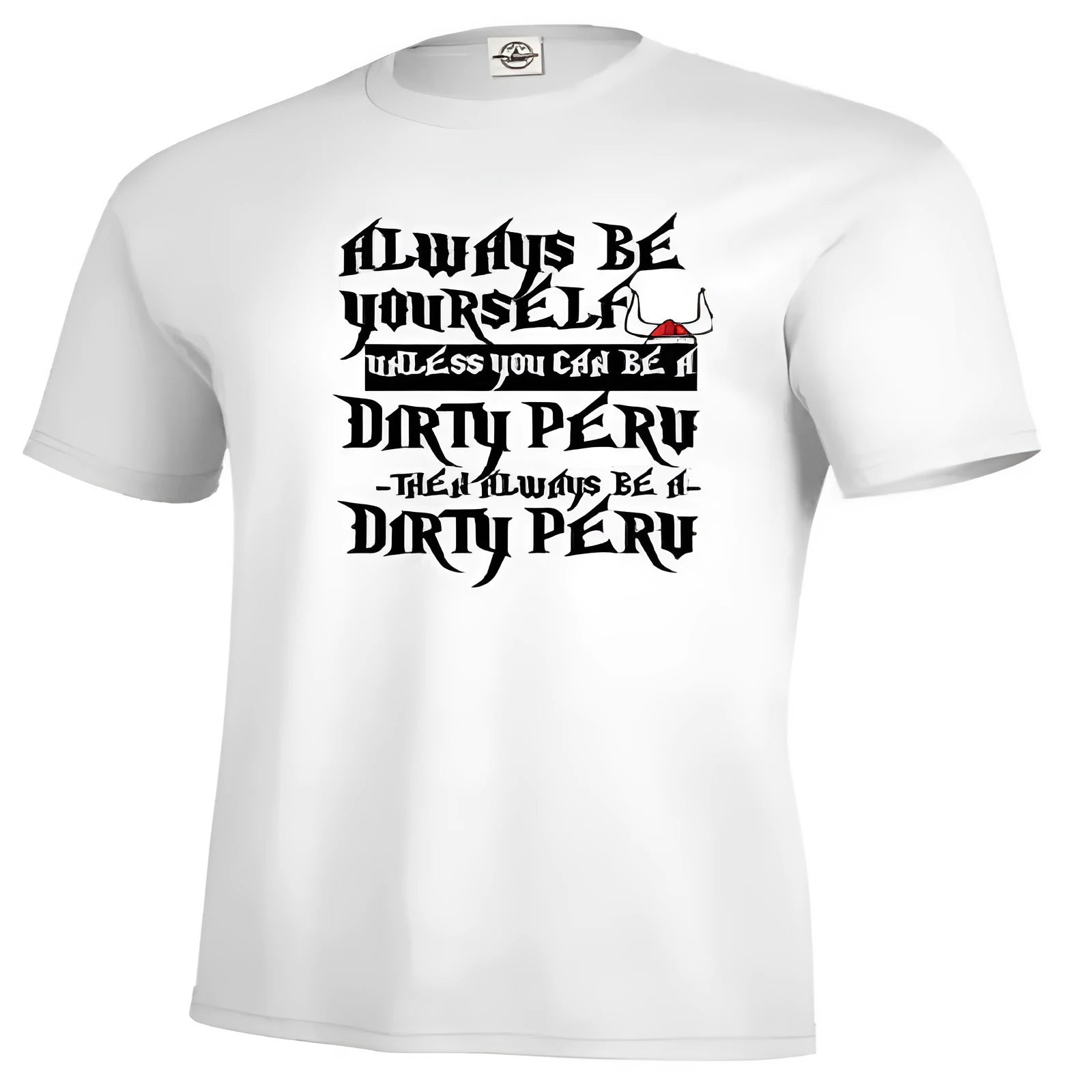 Men's white solid colour short sleeve casual pullover top on a hanger.