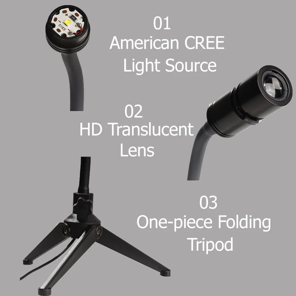 A 2 in 1 earth and moon projection lamp with a flexible hose bracket on a table