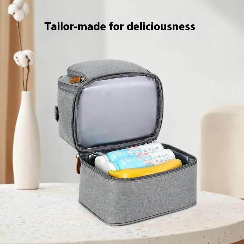 Women's Gray thermal insulation backpack with Oxford cloth exterior and curved shoulder strap
