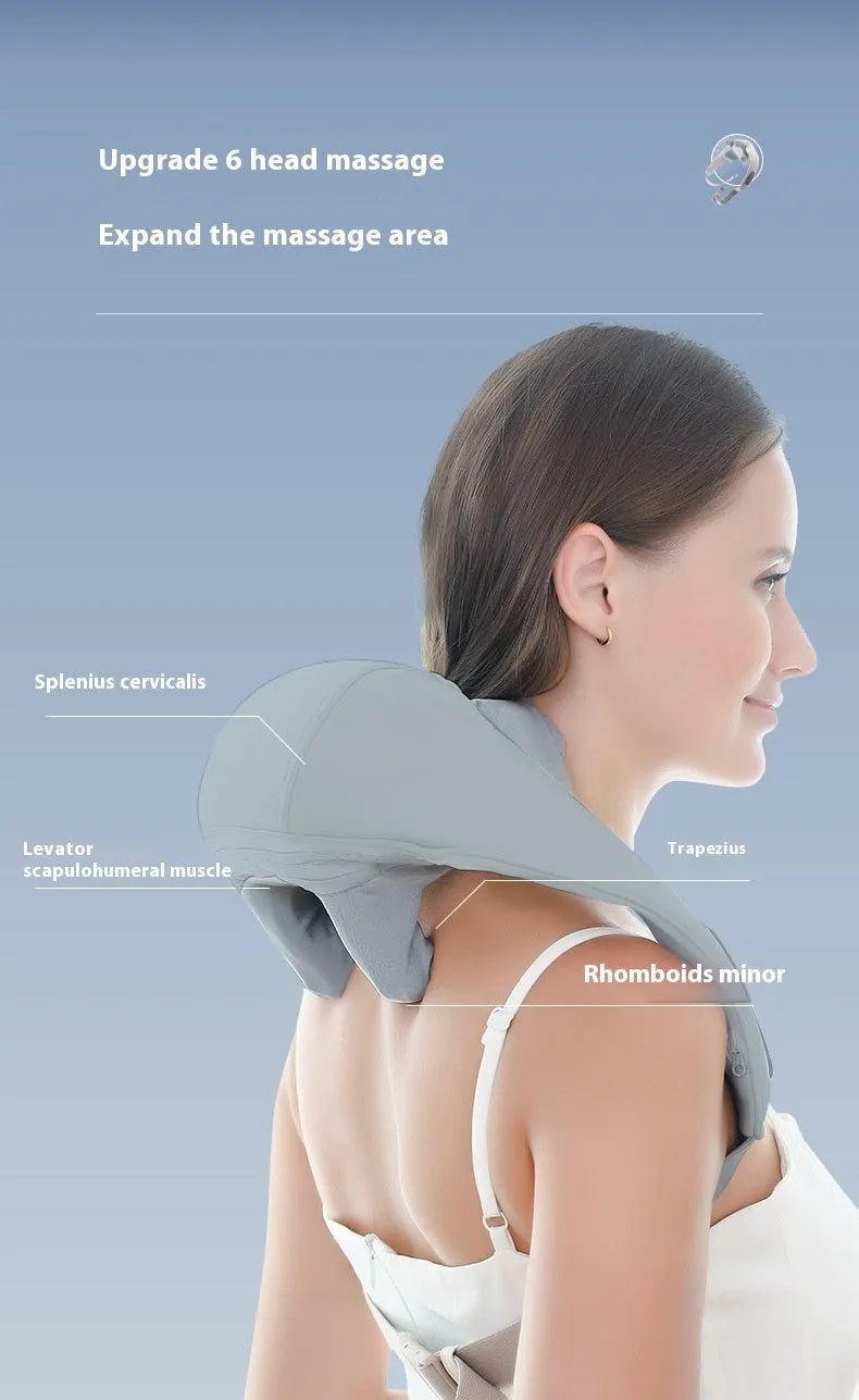 Gray elastic fabric multifunctional neck back waist massager with USB rechargeable 1500mAh battery and infrared physiotherapy