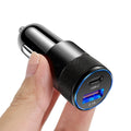 Aluminium alloy mobile phone car charger with 12V input, compact 2.5 x 6cm size, in All Black finish