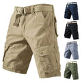 Solid summer cargo shorts for men, loose fit with pockets, cotton polyester blend, available in five colours