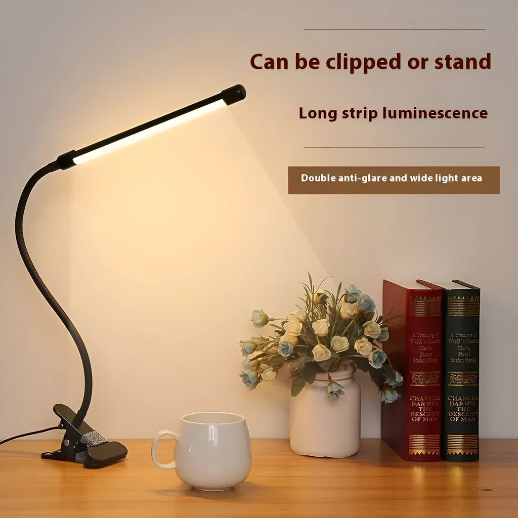 Black or white USB-powered LED desk lamp with 26cm adjustable arm for study