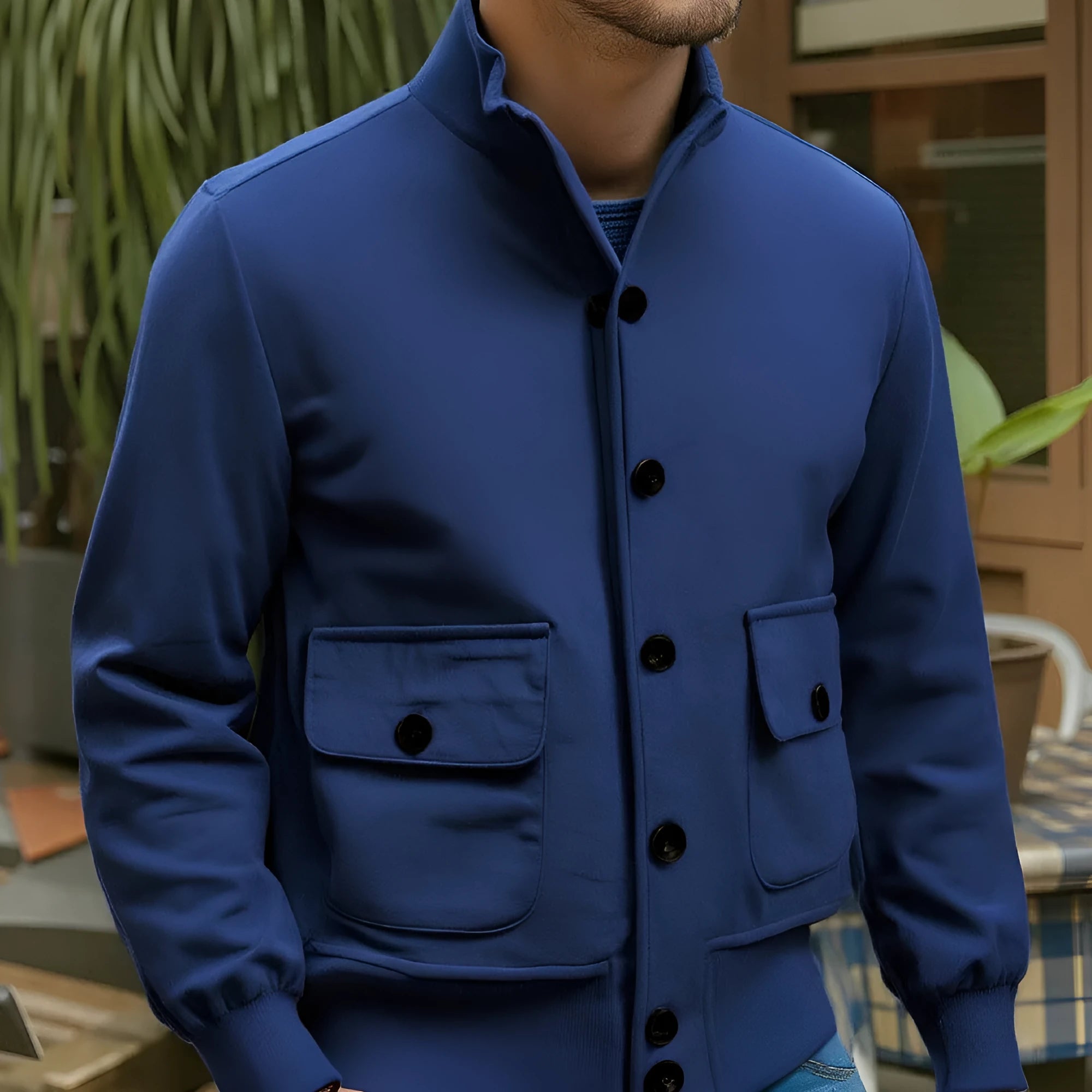 Men's retro deerskin velvet jacket in solid colour, casual spring autumn coat for youth