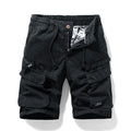 Men's Korean-style cotton shorts with zipper and multiple pockets in Army Green colour