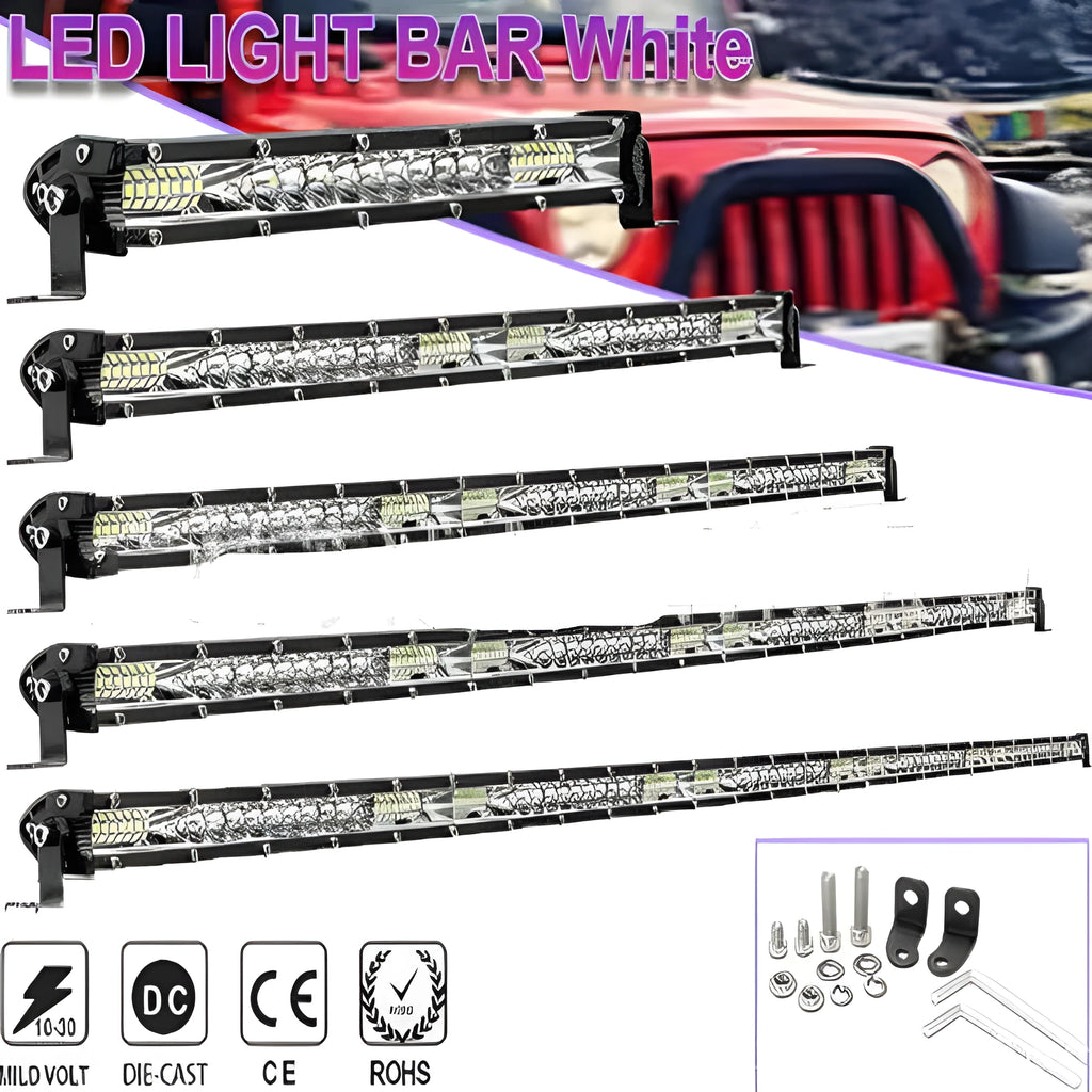 LED Ultra-thin Roof Front Bumper Single Row Long Strip Light 12 22 32 Inch White