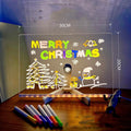 Acrylic DIY note board LED night light showing a transparent board with written messages, USB power, and bracket setup