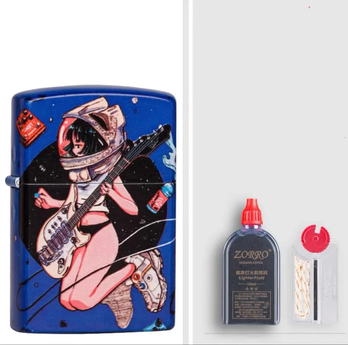 Windproof kerosene lighter with copper case, steel liner, and personalised decorative design options