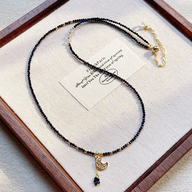 Blue and gold sand stone cut layered bracelet with three-ring clasp for women