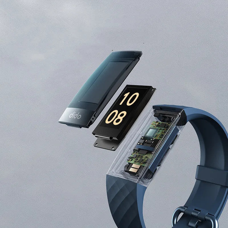 Black smart bracelet with 1.1-inch screen for blood pressure, ECG, heart rate and blood oxygen monitoring