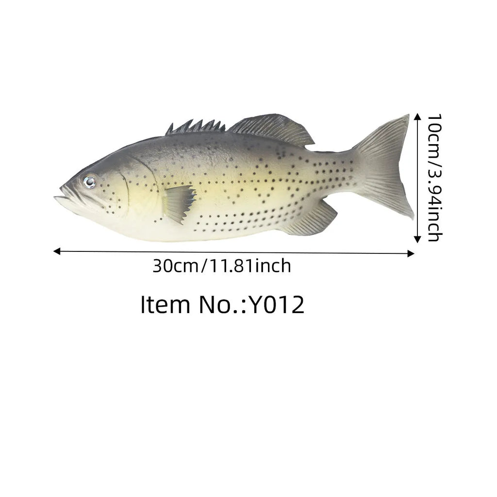 Set of three PU simulated fish models: yellow-fin tuna, small tuna, and yellow croaker for aquarium decor.