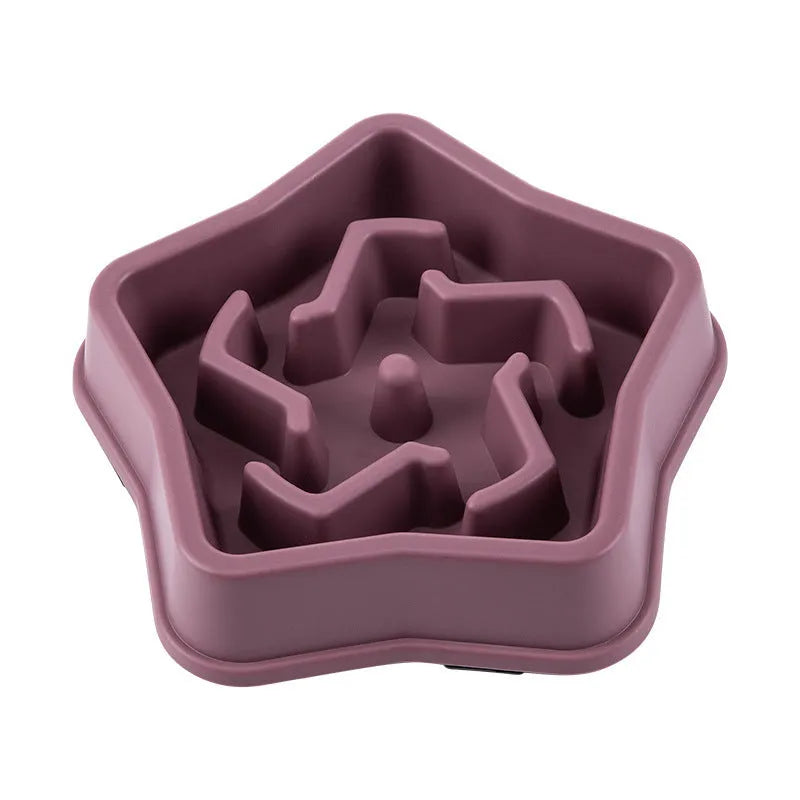 Yellow rough plastic slow feeding dog bowl with non-slip bottom 20.1 cm diameter