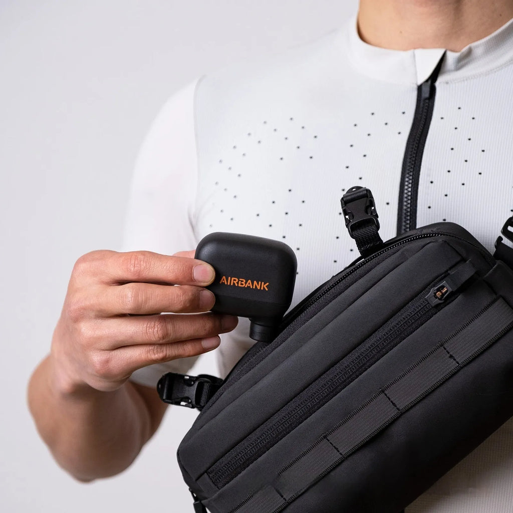 AS100 black electric bicycle inflation pump with USB cable and waterproof storage bag