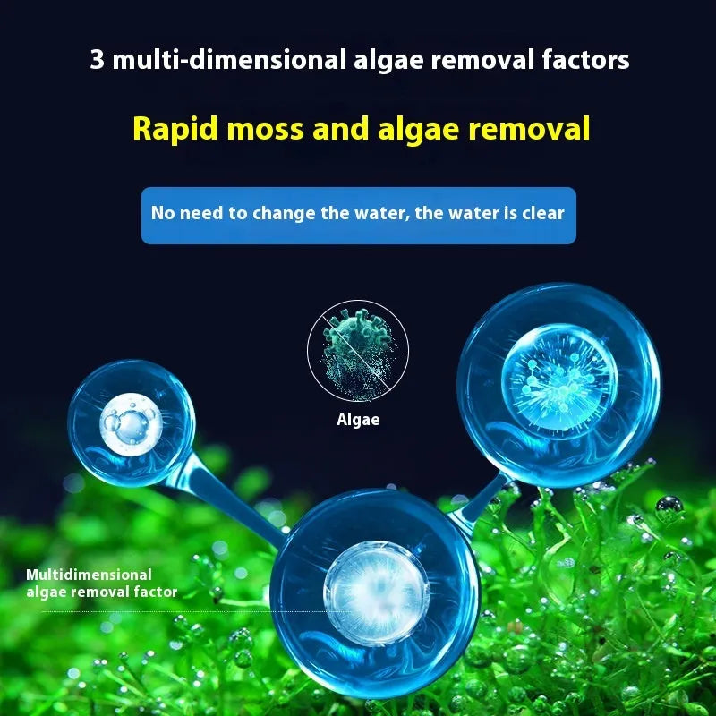 Bottle of fish tank algaecide algae remover for pond and aquarium green algae treatment