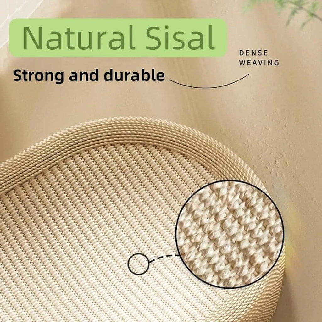 Large natural sisal fibre cat scratching board with an integrated raised lounge platform