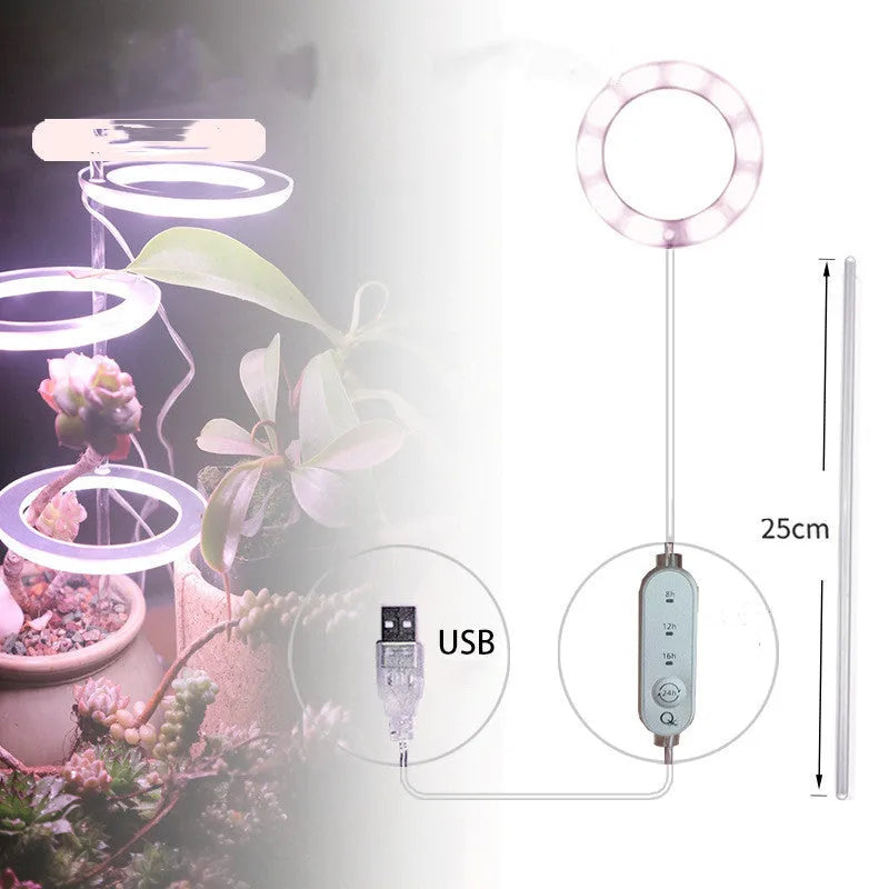 USB LED grow light with full spectrum plant lighting on 25cm acrylic stick
