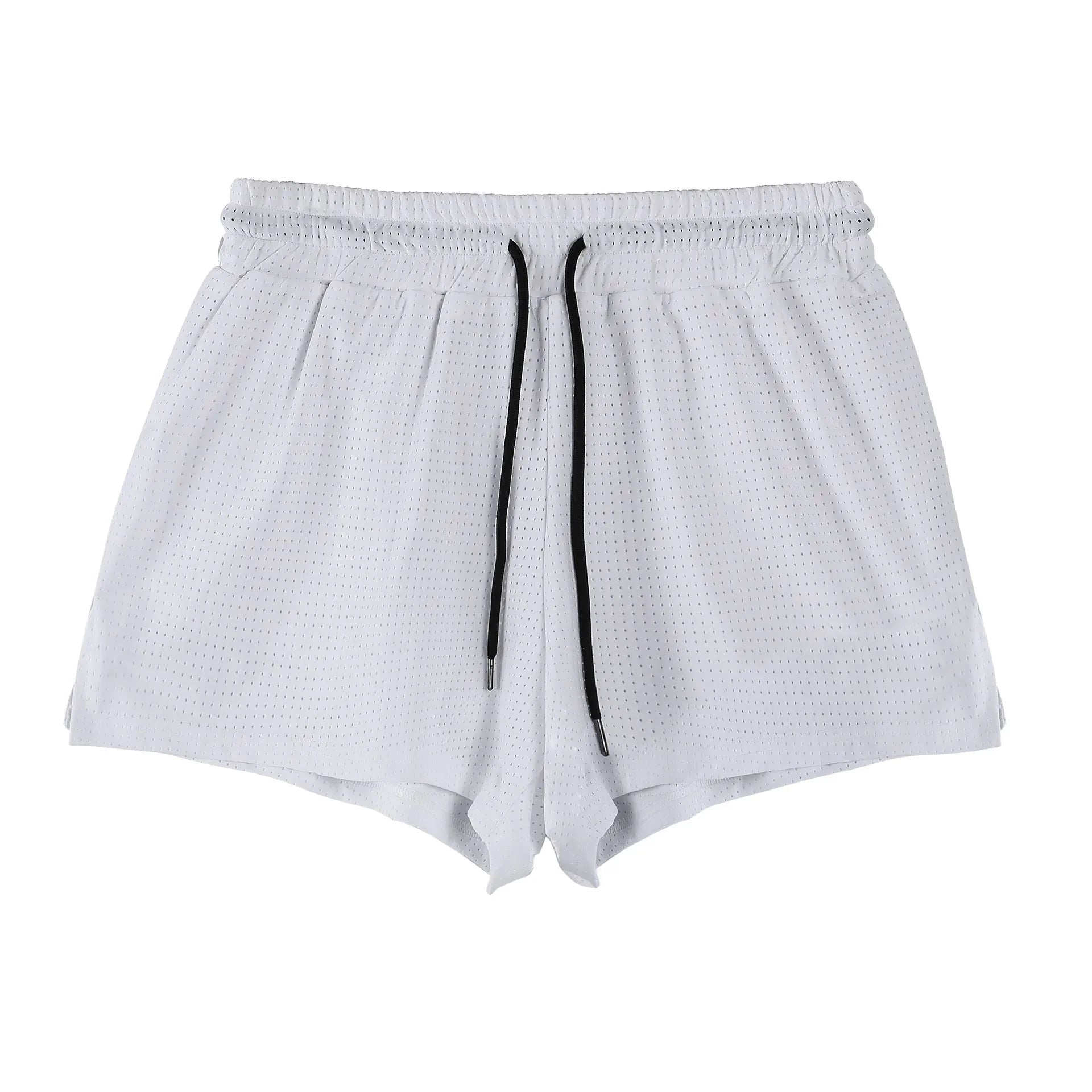 Men's quick-drying nylon summer shorts in black and white colours with mid waist design