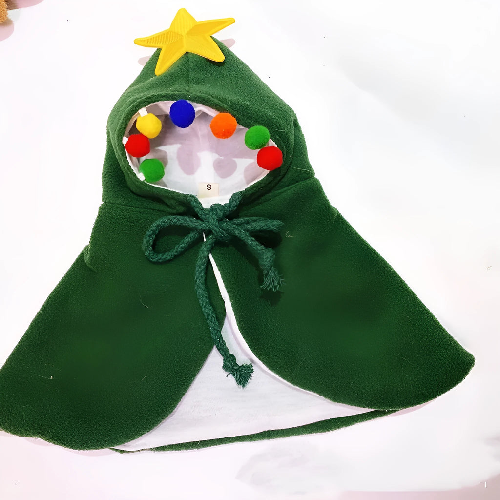Pet cat small dog shawl cloak in Christmas Red made from cloth for festive wear