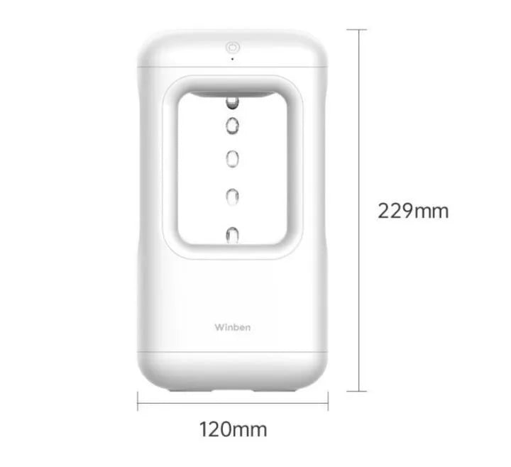 White anti-gravity water drop humidifier with ambient light on bedside table