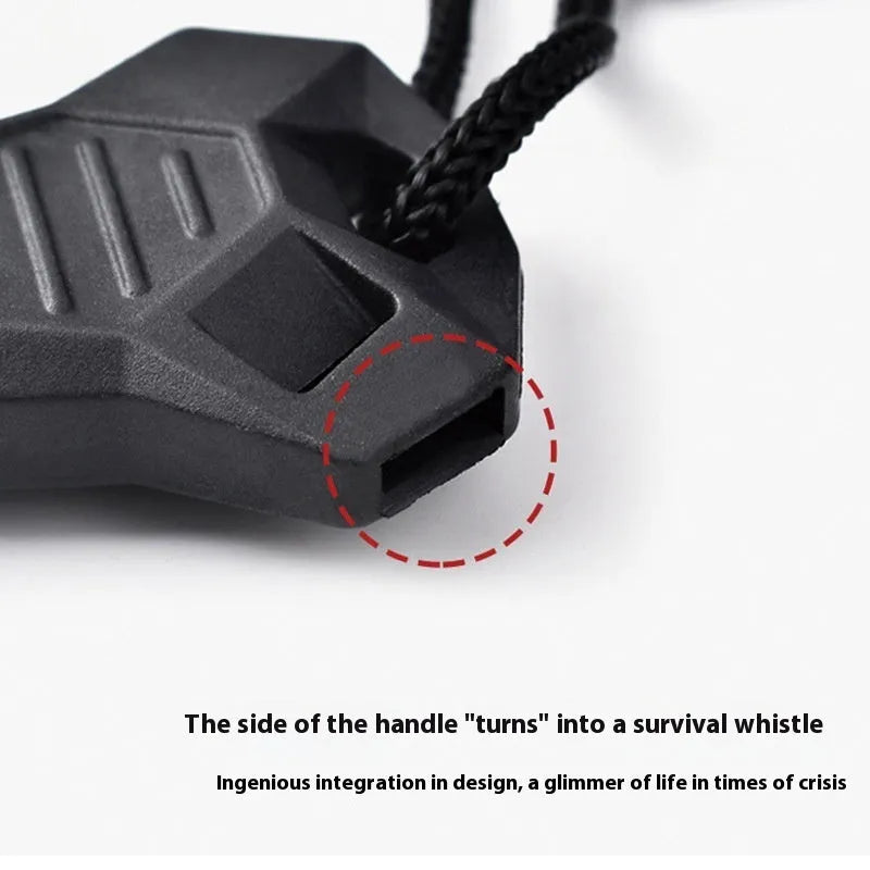 Outdoor camping multifunctional flint in black, 13cm magnesium rod with stainless steel scraper and survival whistle