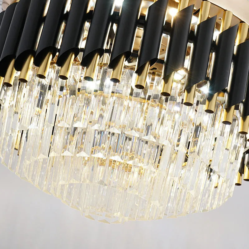 LED crystal chandelier ceiling fan light with remote control in 42 or 48 inch size options