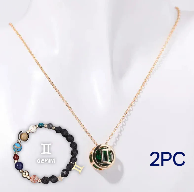 Natural stone beaded necklace set with matching bracelet in mixed colour beads