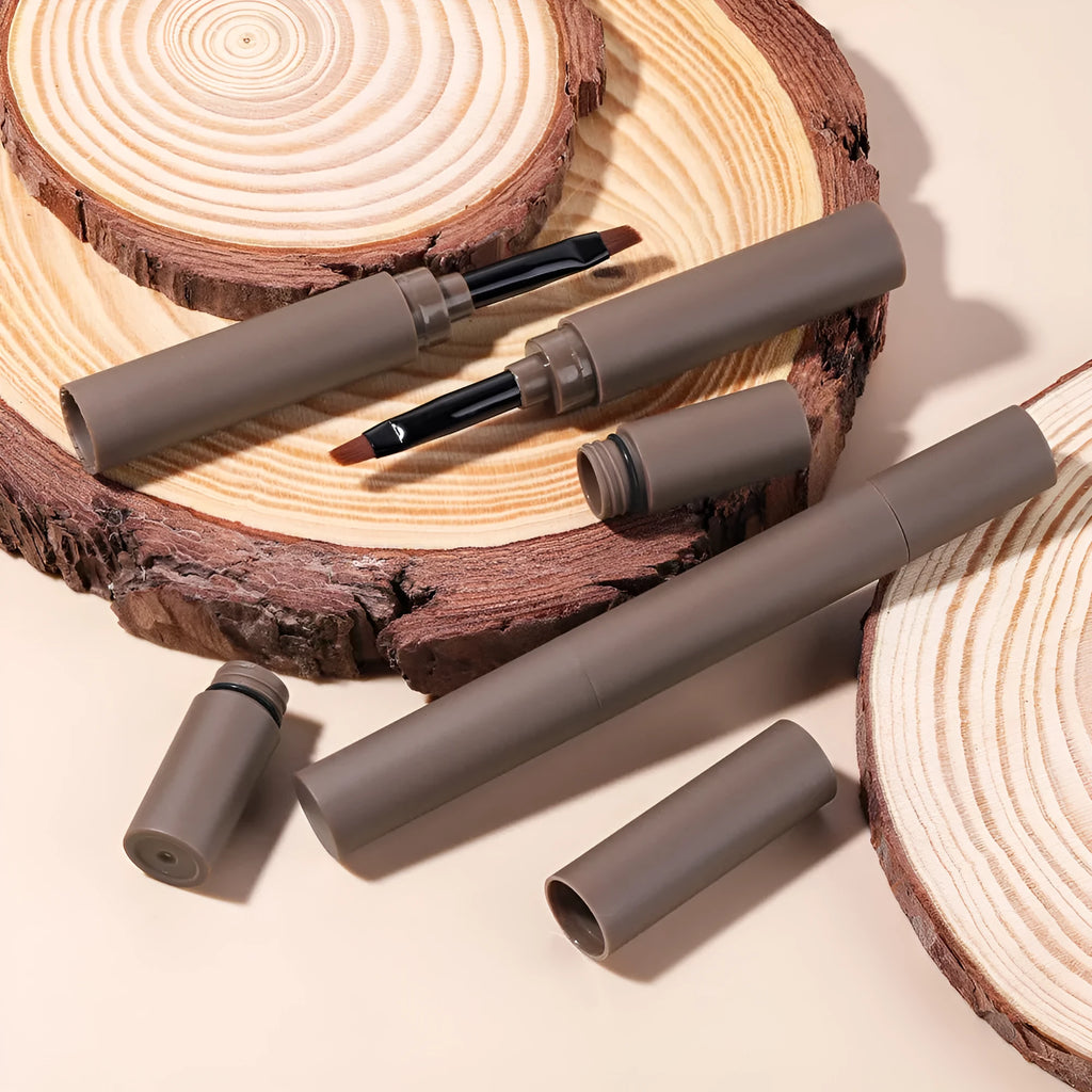 Double-headed eyebrow cream with pencil and powder ends in natural brow shades