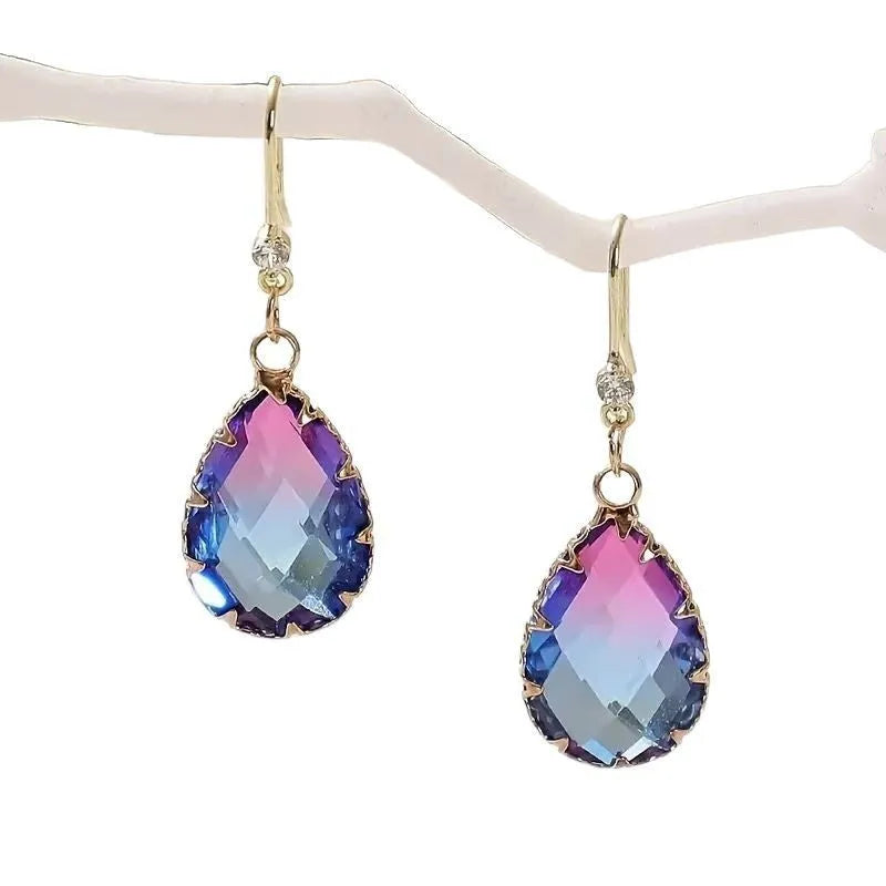 Fashion glass crystal love heart earrings for women, coloured glaze, heart shape, four colour options