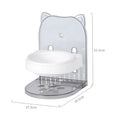 Grey cat feeding bowl with anti-spill cat ears design and removable hanging cage