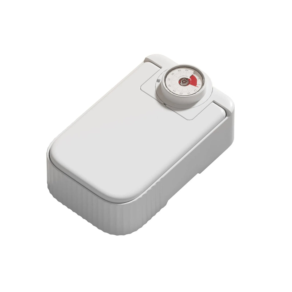 White pet single meal feeder with digital timer display and ice crystal box underneath for 48-hour freshness
