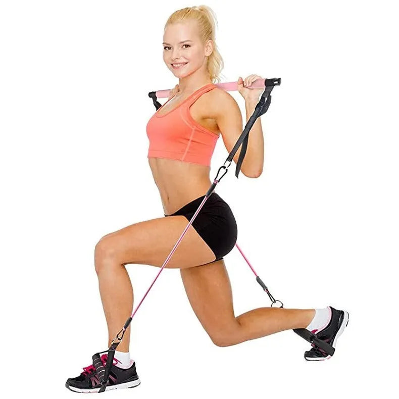 Women's TPE adjustable fitness stick set 11 pieces pink purple black home workout resistance training