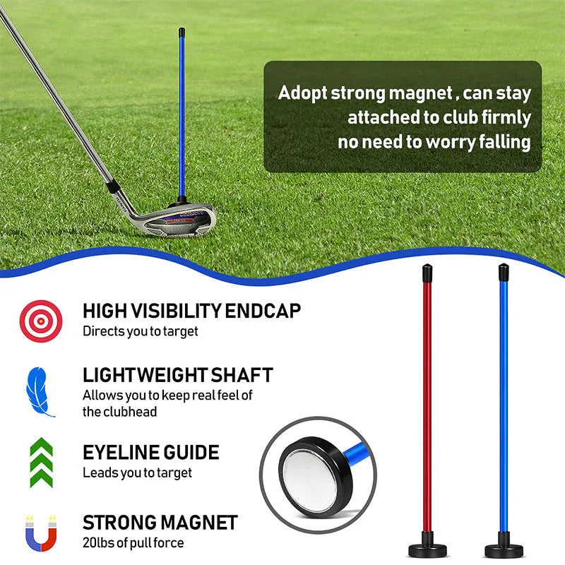 Aluminium alloy magnetic golf swing alignment trainer tool in blue or red colour
