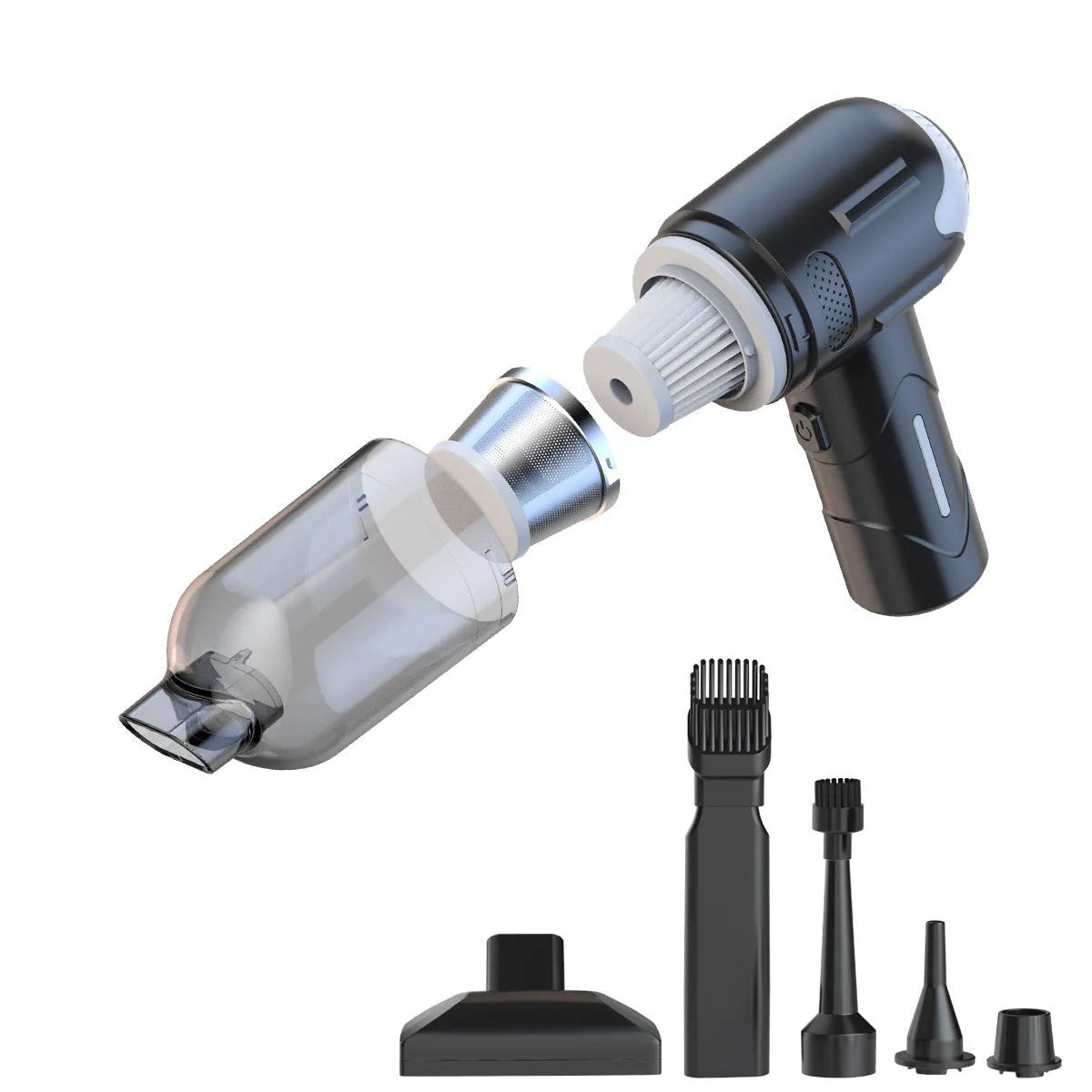 Handheld cordless pet fur vacuum cleaner with floor brush attachment, black upgrade model