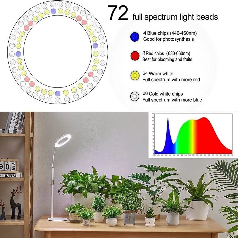 6-inch angel ring retractable floor grow light with adjustable stand for indoor plants