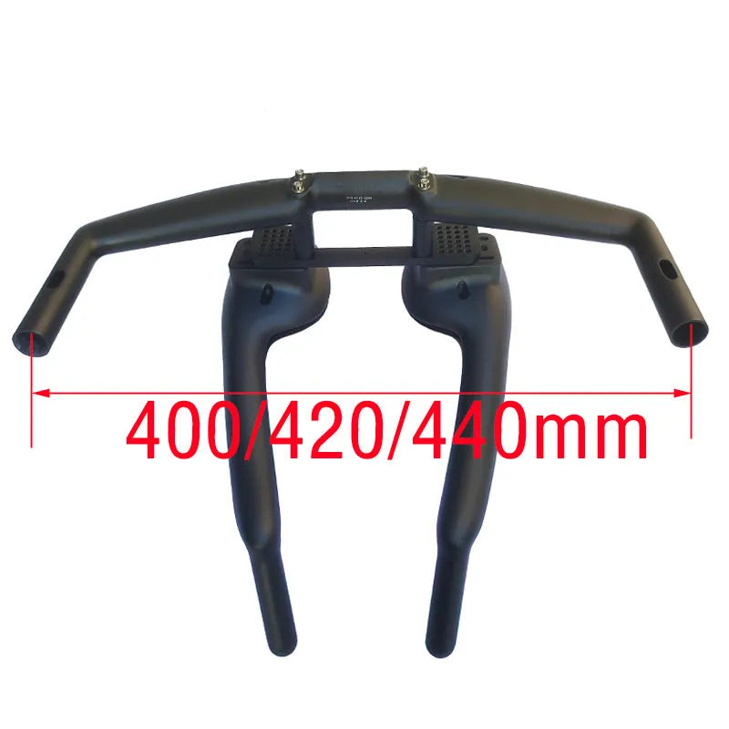 Carbon fibre TT handlebar with clip-on extension in black matt finish, 31.8mm clamp, for road and time trial bikes
