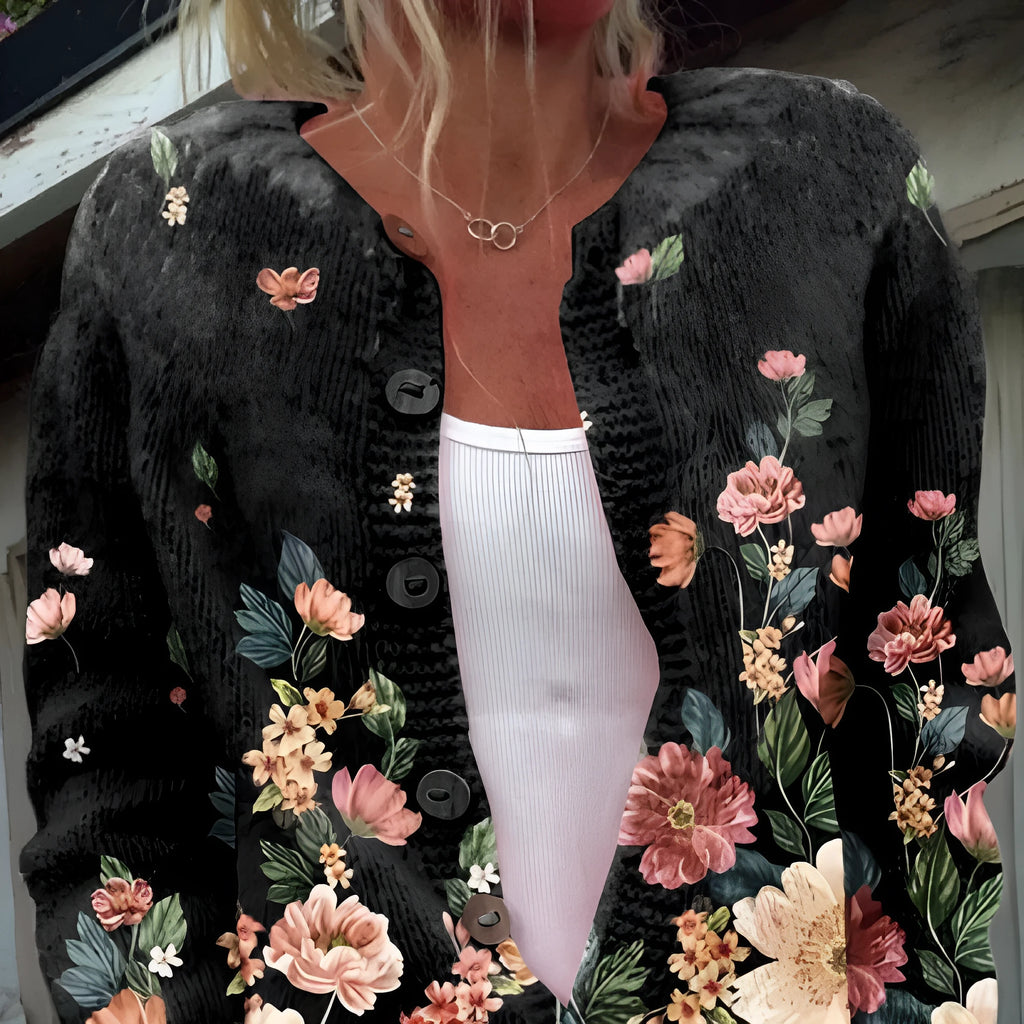 Women's digital printing polyester cardigan coat in open front style, size S to 5XL
