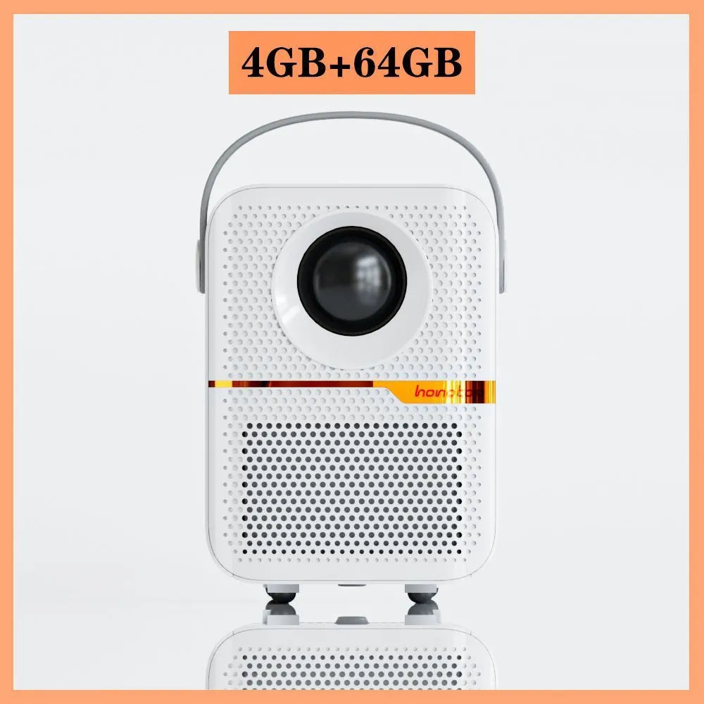 P10 2023 mini portable LCD projector in black with Android system, 720p resolution and 400 lumens