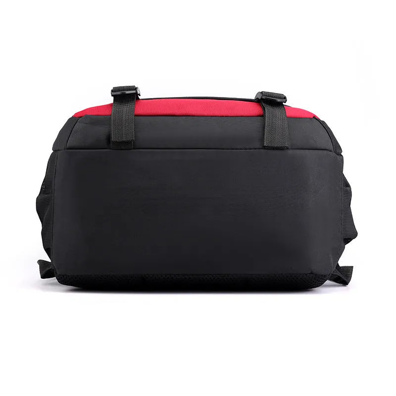 Waterproof nylon school backpack in urban simplicity style with contrast stitching, available in multiple colours