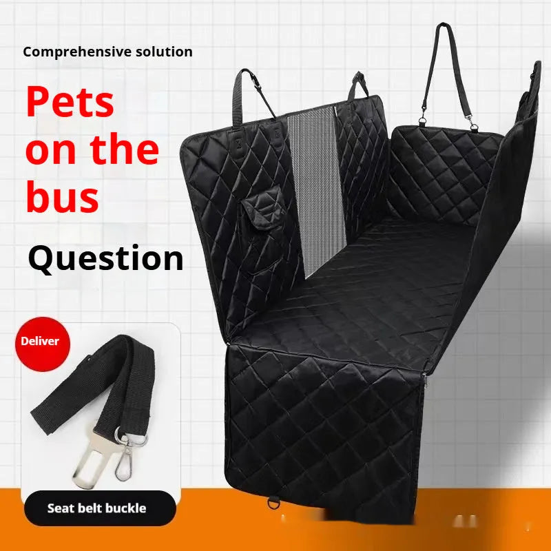 Pet car cushion anti-dirty cloth mat for dogs in black with medium mesh on car seat